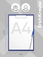 Планшет с зажимом А4, 2 мм, ErichKrause Standard, картон/бумвинил, синий (клипборд) - Фото 4