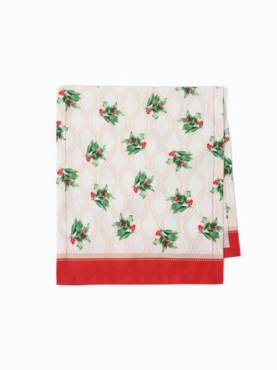 Дорожка на стол Этель «Новогоднее украшение» 30×70 см, 100% хлопок, саржа 190 г/м², бежевая/красная