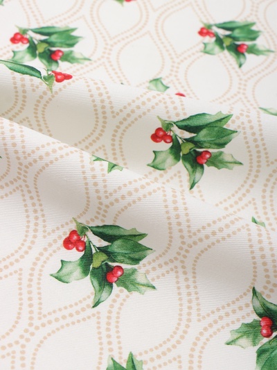 Дорожка на стол Этель «Новогоднее украшение» 30×70 см, 100% хлопок, саржа 190 г/м², бежевая/красная
