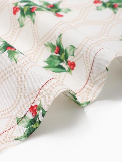 Дорожка на стол Этель «Новогоднее украшение» 30×70 см, 100% хлопок, саржа 190 г/м², бежевая/красная