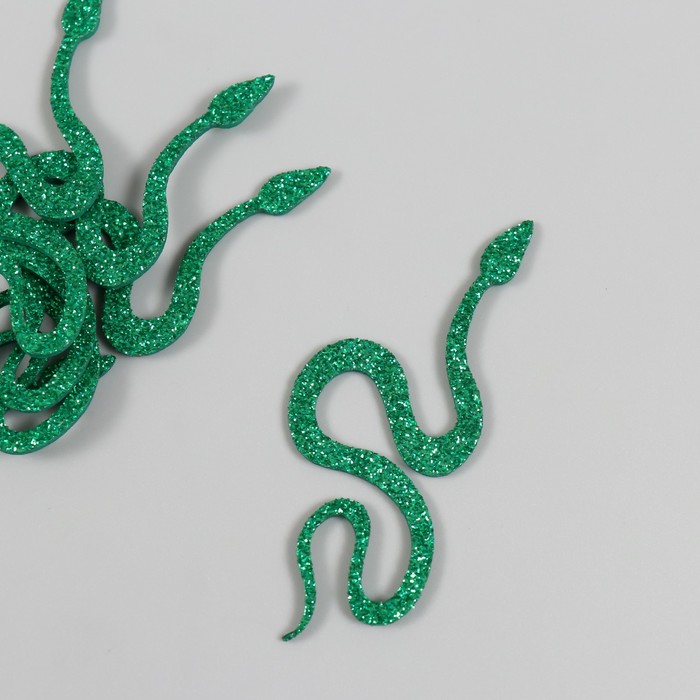 Декор "Зеленая змея" фоам глиттер, 7 см (набор 6 шт) - Фото 1