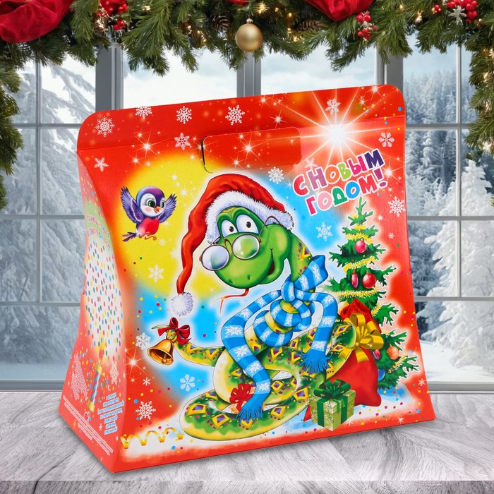 Подарочная коробка новогодняя Змей Мороз 20,5 (23) х 24 х 11,7 см - Фото 1