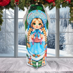 Подарочная коробка новогодняя Снегурочка, для сладких подарков, 14 (24) х 5?5 см (комплект 5 шт)