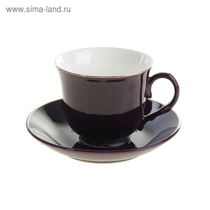 Набор чайный «Георгина», 2 предмета: чашка 260 мл, блюдце, коричневая - Фото 1