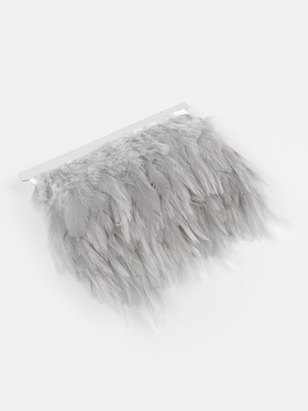 Перья петуха декоративные, на ленте, 10-15 см, 5±0.5 м, светло-серые