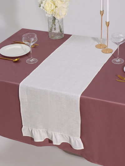 Дорожка на стол «Этель» Ivory, 40×150 см, 100% лён 170 г/м²