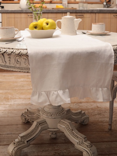 Дорожка на стол «Этель» Ivory, 40×150 см, 100% лён 170 г/м²