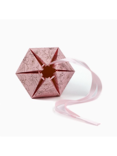 Переноска - шестиугольник для цветов «Цветочная композиция», розовая, 15×35×15 см