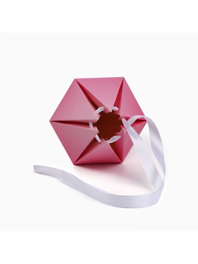 Переноска - шестиугольник для цветов «С любовью!», розовая, 15 х 35 х 15 см