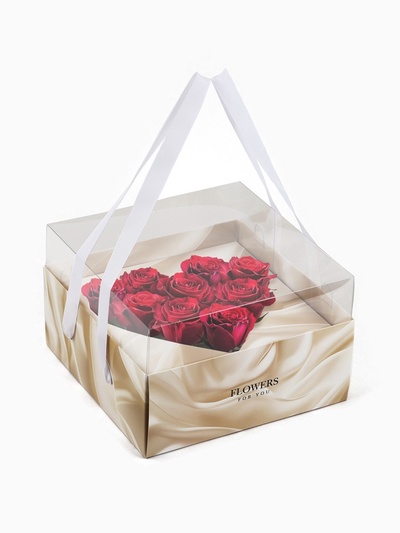 Коробка для цветов с фигурным вкладышем и пластиковой крышкой «Для тебя», 23.5 х 23.5 х 15 см