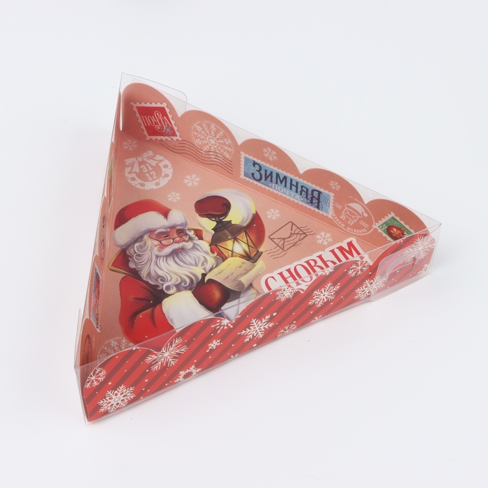 Коробка для кондитерских изделий с PVC крышкой «Зимняя почта», 18 х 4 см, Новый год - Фото 1