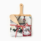 Новогодний подарочный набор Этель "Снежная деревенька": полотенце 40х70, ложка кух., доска кухонная - фото 25499127