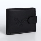 Портмоне мужское на кнопке, отдел для карт, монет, чёрное - Фото 7
