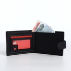 Портмоне мужское на кнопке, отдел для карт, монет, чёрное - Фото 2