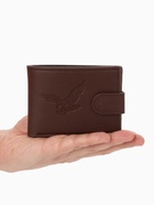 Портмоне мужское «Орёл», на кнопке, два отделения, коричневое - Фото 7