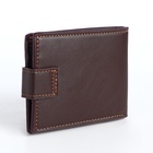 Портмоне мужское на кнопке, отдел для карт, монет, коричневое - Фото 6