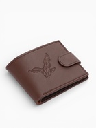 Портмоне мужское «Орёл», на кнопке, два отделения, коричневое - Фото 6