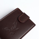Портмоне мужское на кнопке, отдел для карт, монет, коричневое - Фото 4