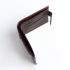 Портмоне мужское на кнопке, отдел для карт, монет, коричневое - Фото 3