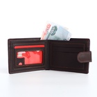 Портмоне мужское на кнопке, отдел для карт, монет, коричневое - Фото 2