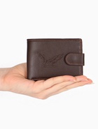 Портмоне мужское «Орёл», на кнопке, два отделения, коричневое - Фото 8