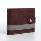 Портмоне мужское на кнопке, отдел для карт, монет, коричневое - Фото 7