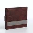 Портмоне мужское на кнопке, отдел для карт, монет, коричневое - Фото 5
