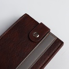 Портмоне мужское на кнопке, отдел для карт, монет, коричневое - Фото 4