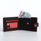 Портмоне мужское на кнопке, отдел для карт, монет, коричневое - Фото 2