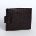 Портмоне мужское на кнопке, отдел для карт, монет, коричневое - Фото 6