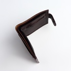 Портмоне мужское на кнопке, отдел для карт, монет, коричневое - Фото 3