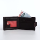 Портмоне мужское на кнопке, отдел для карт, монет, коричневое - Фото 2