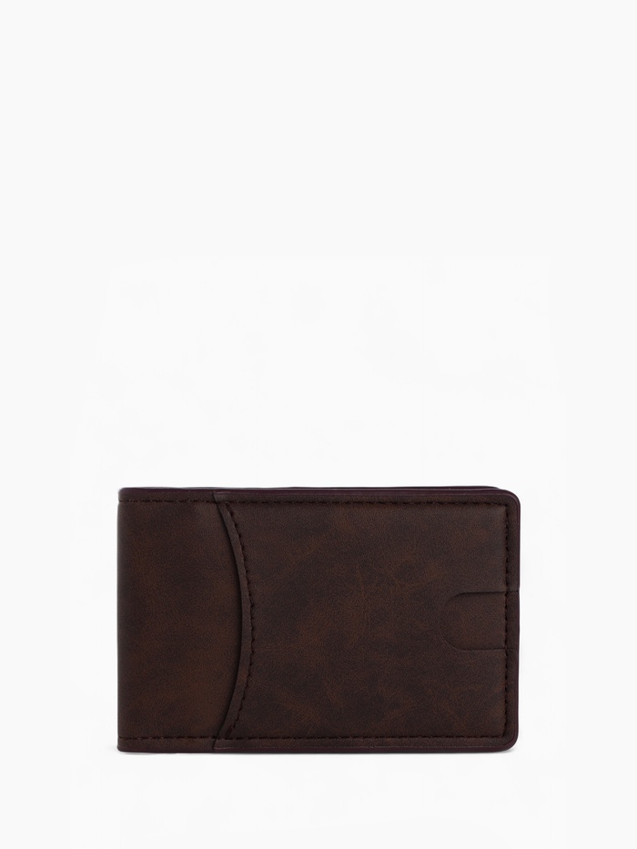 Зажим для купюр, карт, коричневый - Фото 1