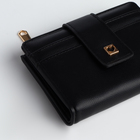 Кошелёк женский на кнопке, 12.5×2×9 см, однотонный, чёрный - Фото 2