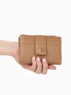 Кошелёк женский на кнопке, 12.5×2×9 см, однотонный, бежевый - Фото 2