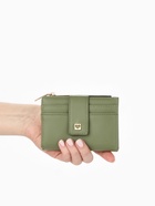 Кошелёк женский на кнопке, 12.5×2×9 см, однотонный, зелёный - Фото 2