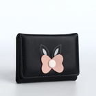 Кошелёк «Цветочек», маленький, для девочки, на кнопке, чёрный - Фото 2