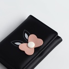 Кошелёк «Цветочек», маленький, для девочки, на кнопке, чёрный - Фото 4