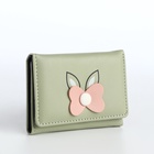 Кошелёк «Цветочек», маленький, для девочки, на кнопке, зелёный - Фото 2