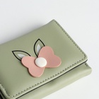 Кошелёк «Цветочек», маленький, для девочки, на кнопке, зелёный - Фото 4