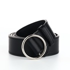 Ремень женский 110×3.5 см, круглая пряжка-затяжка металл, серебристая, чёрный - Фото 4