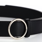 Ремень женский 110×3.5 см, круглая пряжка-затяжка металл, серебристая, чёрный - Фото 6