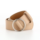 Ремень женский 110×3.5 см, круглая пряжка-затяжка металл, серебристая, бежевый - Фото 4