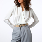 Ремень женский 110×3.5 см, круглая пряжка-затяжка металл, серебристая, бежевый - Фото 2