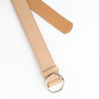 Ремень женский 110×3.5 см, круглая пряжка-затяжка металл, серебристая, бежевый - Фото 3
