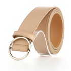 Ремень женский 110×3.5 см, круглая пряжка-затяжка металл, серебристая, бежевый - Фото 5