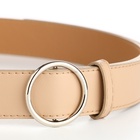 Ремень женский 110×3.5 см, круглая пряжка-затяжка металл, серебристая, бежевый - Фото 6