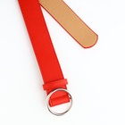 Ремень женский 110×3.5 см, круглая пряжка-затяжка металл, серебристая, красный - Фото 3