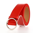 Ремень женский 110×3.5 см, круглая пряжка-затяжка металл, серебристая, красный - Фото 5