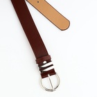 Ремень женский с винтом, 110×3.5 см, круглая пряжка металл, серебристая, коричневый - Фото 3